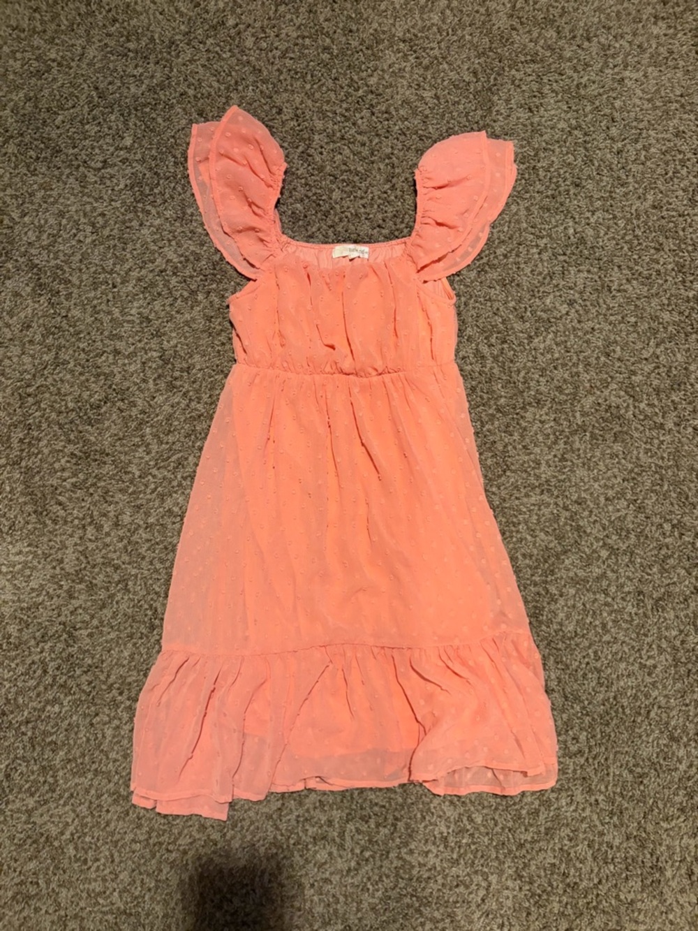 Coral Ruffle-Sleeve Dress
